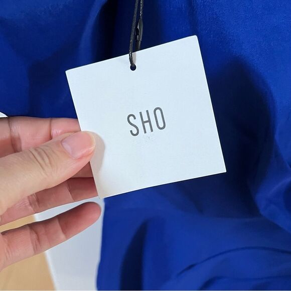 Tadashi Soji SHO Off-Shoulder Puff-Sleeve Taffeta Dress in Blue S NWT - Picture 5 of 16